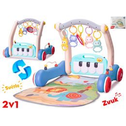 Chodítko s podložkou 75x50x42cm 2v1 s modrým piankem na baterie se světlem a zvukem 0m+ v krabičce
