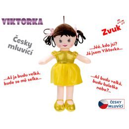 Panenka Viktorka hadrová 32cm česky mluvící na baterie žlutá 0m+ v sáčku
