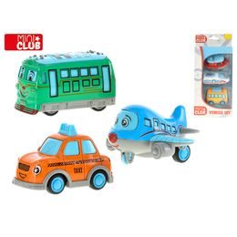 Mini Club vozidlo veselé 7cm kov na zpětný chod 3ks 2druhy 18m+ v krabičce