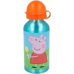 Hliníková láhev na pití Prasátko Pepa 400 ml - oranžová/modrá