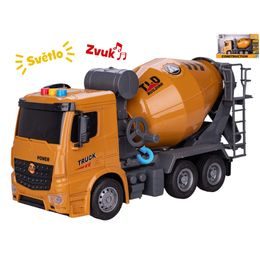 Auto stavební domíchávač 27cm na setrvačník na baterie se světlem a zvukem v krabičce
