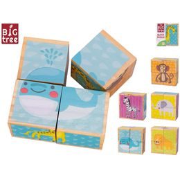 Big Tree kostky dřevěné 4ks zvířátka 10x10x5cm 24m+ ve fólii