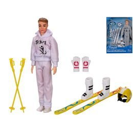 Panáček lyžař 29cm s doplňky 2barvy v krabičce