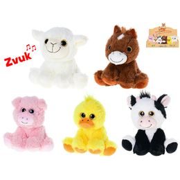Zvířátko farma plyšové 14cm sedící na baterie se zvukem 5druhů 10ks v DBX