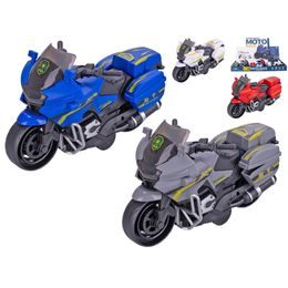 Motorka policejní 14cm na setrvačník 4barvy 12ks v DBX