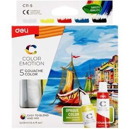 DELI Barvy temeperové 5 barev, 12ml COLOR EMOTION EC11-5