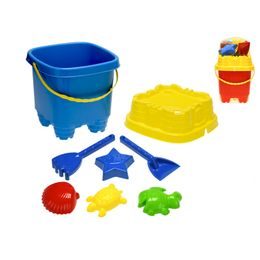 Sada na písek 4ks 20cm s formičkami 10-11cm 4ks 2barvy 10m+ v síťce