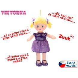 Panenka Viktorka hadrová 32cm česky mluvící na baterie fialová 0m+ v sáčku