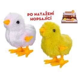 Kuřátko plyšové 9cm po natažení skákající 2barvy 12ks v DBX