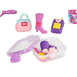 Glamour sada gum ve tvaru doplňků 8cm 8ks v krabičce na kartě
