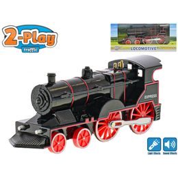 2-Play Traffic lokomotiva kov 14cm zpětný chod na baterie se světlem a zvukem v krabičce