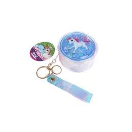 Unicorn mini kabelka holografická 8,5cm se třpytkami s přívěskem na klíče 12ks v DBX