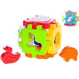Kostka vkládací s domácími zvířátky 8,5cm 12m+ v síťce