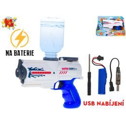 Sun Fun pistole vodní 18cm na baterie + USB s lahví/zásobníkem v krabičce