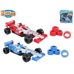 2-Play Traffic formule 17cm kov zpětný chod s náhradními pneumatikami 2barvy na kartě