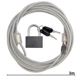 Bezpečnostní lanko 3m se zámkem a 2 klíči