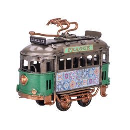 Tramvaj zelená 9cm s nápisem Prague kov volný chod v krabičce