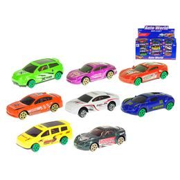 Auto závodní 7cm kov 1:64 volný chod 8druhů v krabičce 36ks v DBX