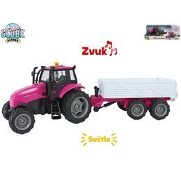 Kids Globe Horses traktor s vlečkou 25cm kov na setrvačník na baterie se světlem a zvukem v krabičce