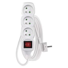 Prodlužovací kabel 3 m,3 zásuvky s vypínačem / bílý / PVC / 1,5 mm2