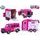 Kids Globe Horses Land Rover růžový kov s přívěsem pro koně 28cm zpětný chod v krabičce