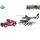Kids Globe Traffic auto terénní 13cm kov na zpětný chod s přívěsem + vrtulníkem 20cm v krabičce