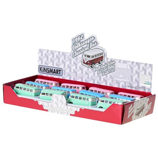 Kinsmart Autobus VW Classical 1962 1:64 7cm kov zpětný chod 3barvy 12ks v DBX