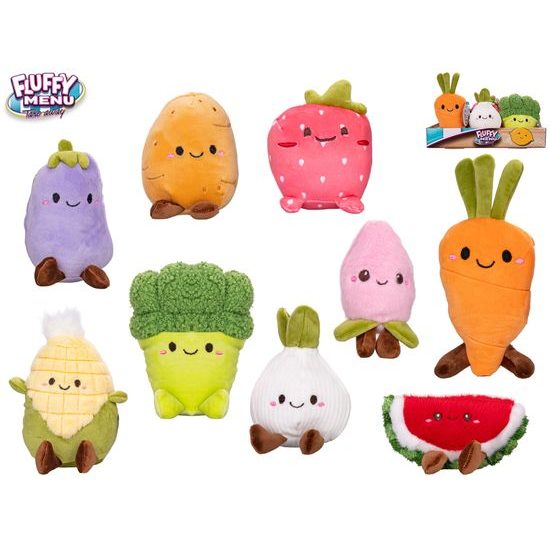 Fluffy Menu ovoce a zelenina plyšové 12-14cm 9druhů 0m+ 9ks v PDQ