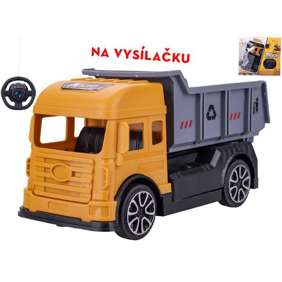 R/C auto sklápěčka 17,5cm 27MHz jednoduchá funkce na baterie v krabičce
