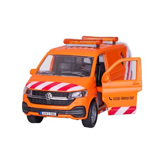 Kids Globe Traffic VW Transporter 27cm na baterie kov zpětný chod s se světlem v krabičce