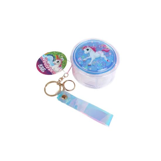 Unicorn mini kabelka holografická 8,5cm se třpytkami s přívěskem na klíče 12ks v DBX