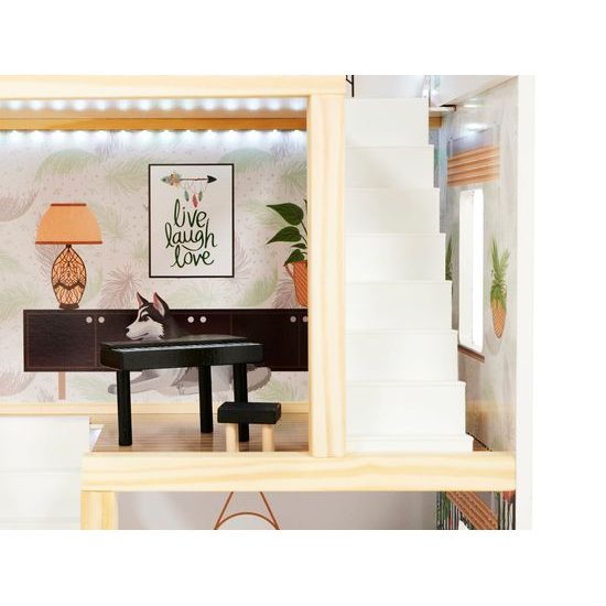 Dřevěný domeček pro panenky LULILO FLORO boho LED