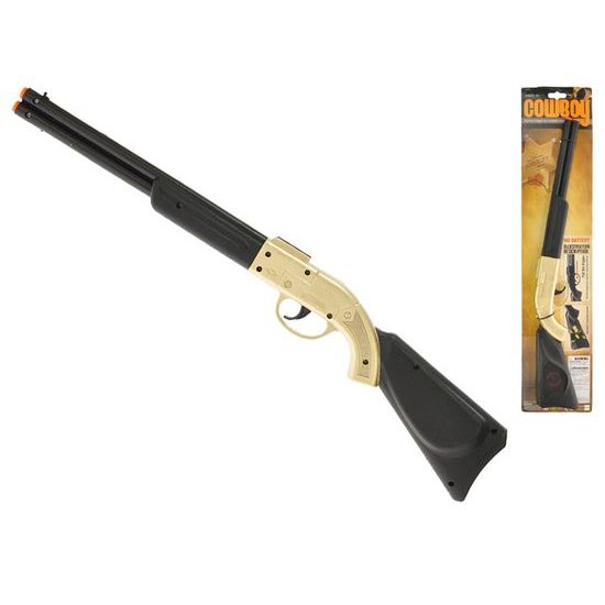 Puška kovbojská klapací zlatá 50cm na kartě