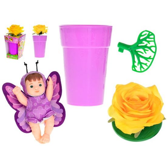 Miminko Babyblooms 12,5cm s doplňky a květinou 12druhů v krabičce 12ks v DBX