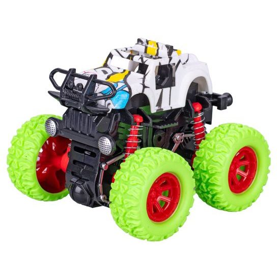 Crazy Truck monster truck 9cm na setrvačník velká kola grafitti design 4barvy na kartě