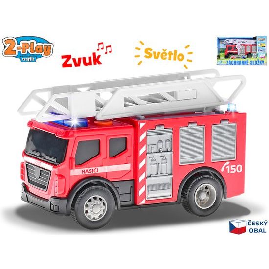 2-Play Traffic Auto hasiči CZ design 14cm na baterie volný chod se světlem a zvukem v krabičce
