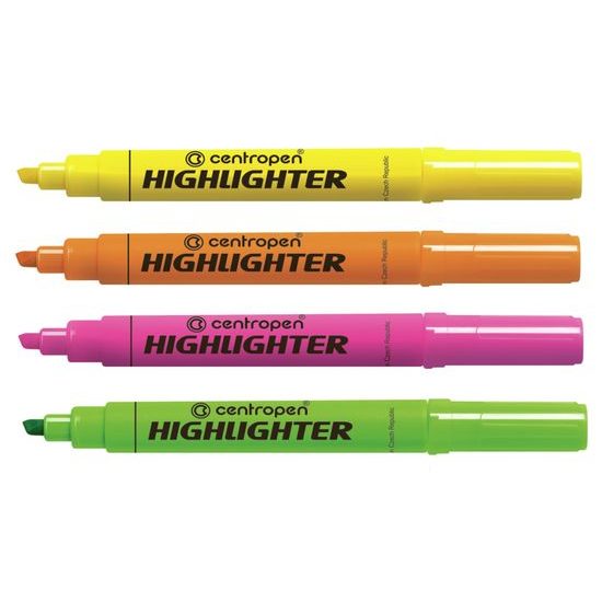 Zvýrazňovač Highlighter 8552 1-4 mm v krabičce, 4 barvy + 1 zdarma, CENTROPEN