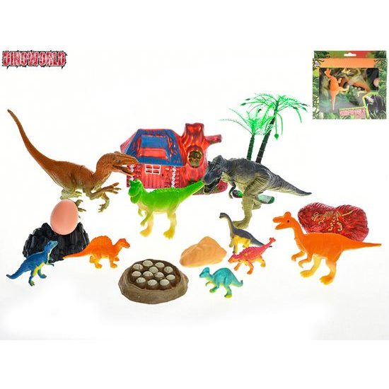 Dinoworld sada dinosaurů s doplňky 19ks v krabičce