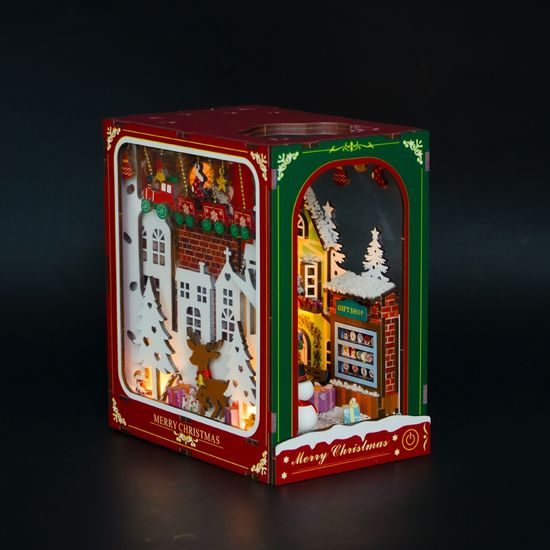 2Kids Toys 3D skládačka Zarážka na knihy Miniatura domečku Bílé Vánoce