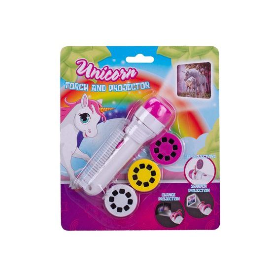 Unicorn projektorová svítilna 11,5cm na baterie se světlem 24 obrázků na kartě