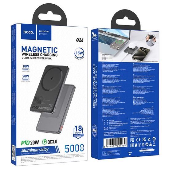 Joy PD20W magnetická rychlonabíjecí powerbanka 5000mAh