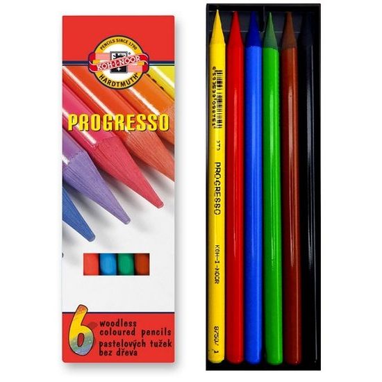 Pastelky PROGRESSO dlouhé, 6 barev