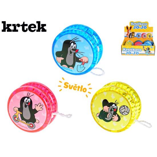 Krtečkovo jojo na baterie svítící 5,5cm 3barvy 12ks v DBX