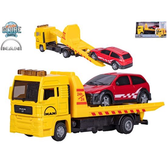 Kids Globe Traffic odtahová služba MAN 19cm kov volný chod s autem 10,5cm v krabičce