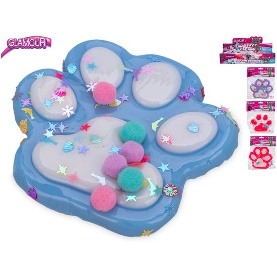 Glamour mega kočičí tlapka strečová 12,5cm s flitry 4barvy v sáčku 8ks v DBX