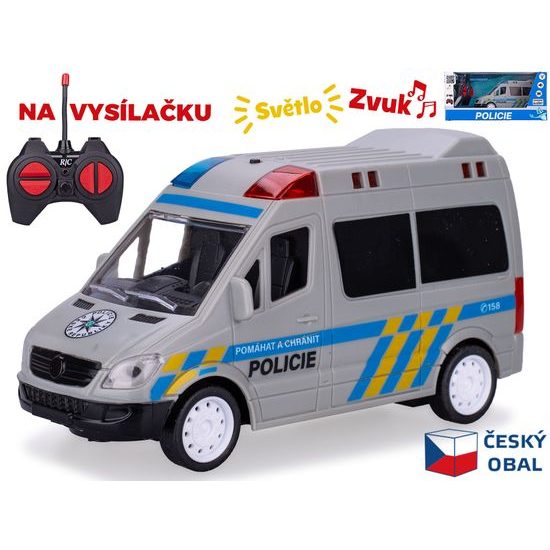 R/C auto policie CZ 17cm 27MHz plná funkce na baterie se světlem a zvukem v krabičce