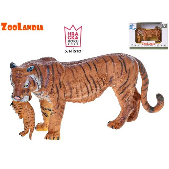 Zoolandia tygřice s mládětem 15cm v krabičce