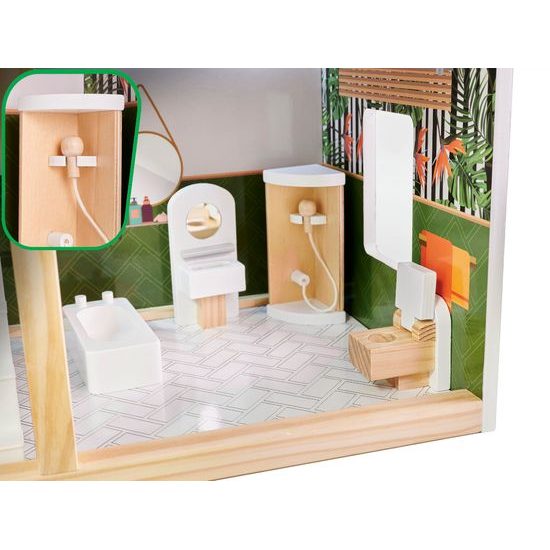 Dřevěný domeček pro panenky LULILO FLORO boho LED