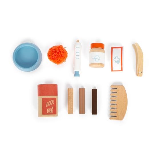 small foot Plyšová kočka s pečovatelskou sadou