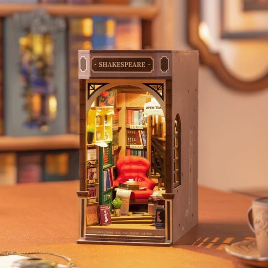 RoboTime 3D skládačka Zarážka na knihy Miniatura domečku Knihkupectví